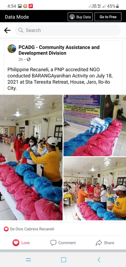 Philippine Recaneli, a PNP accredited NGO conducted BARANGAyanihan Activity on July 18, 2021 at Sta. Teresita Retreat, House, Jaro, Ilo-ilo City.